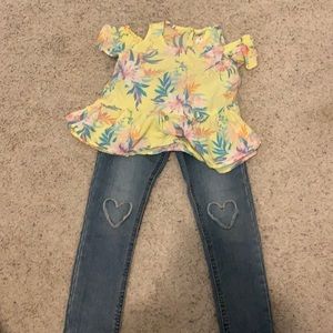 Bundle jeans leggings and flower summer top